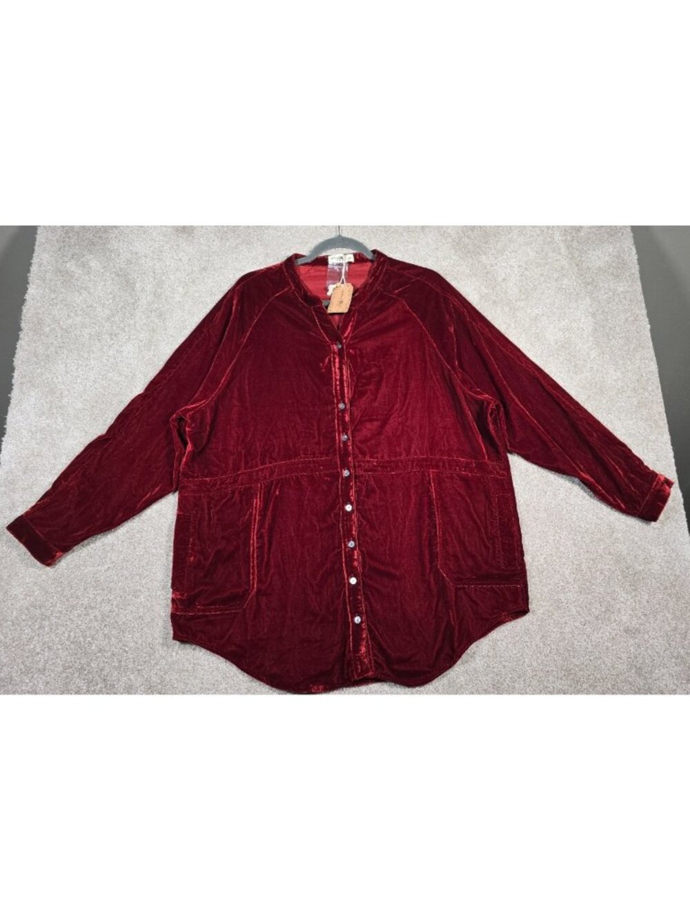 Natural Life Velvet Shirt Jacket Shacket Oversized Tunic Boho Drawstring Women S